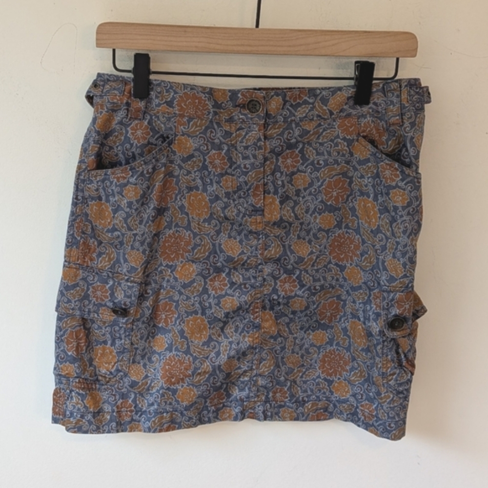 Peruvian Connection Women's Pima Cotton Floral Cargo Mini Skirt Size 4